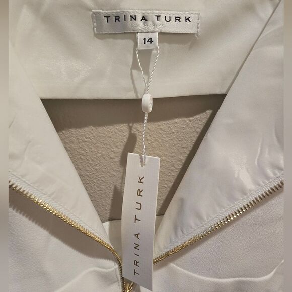 Trina Turk White Zipper Front Wide Leg Jumpsuit NWT Sz 14 - Picture 3 of 4